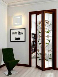Двери гармошка с витражным декором Рубцовск